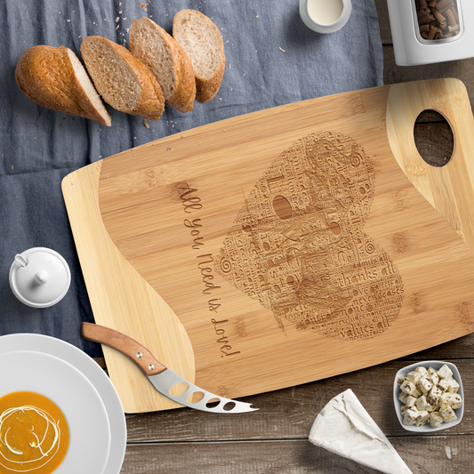 Organic Bamboo Elephant Cutting Board with Oval Hole on the Side - All You Need is Love Asian Elephant
