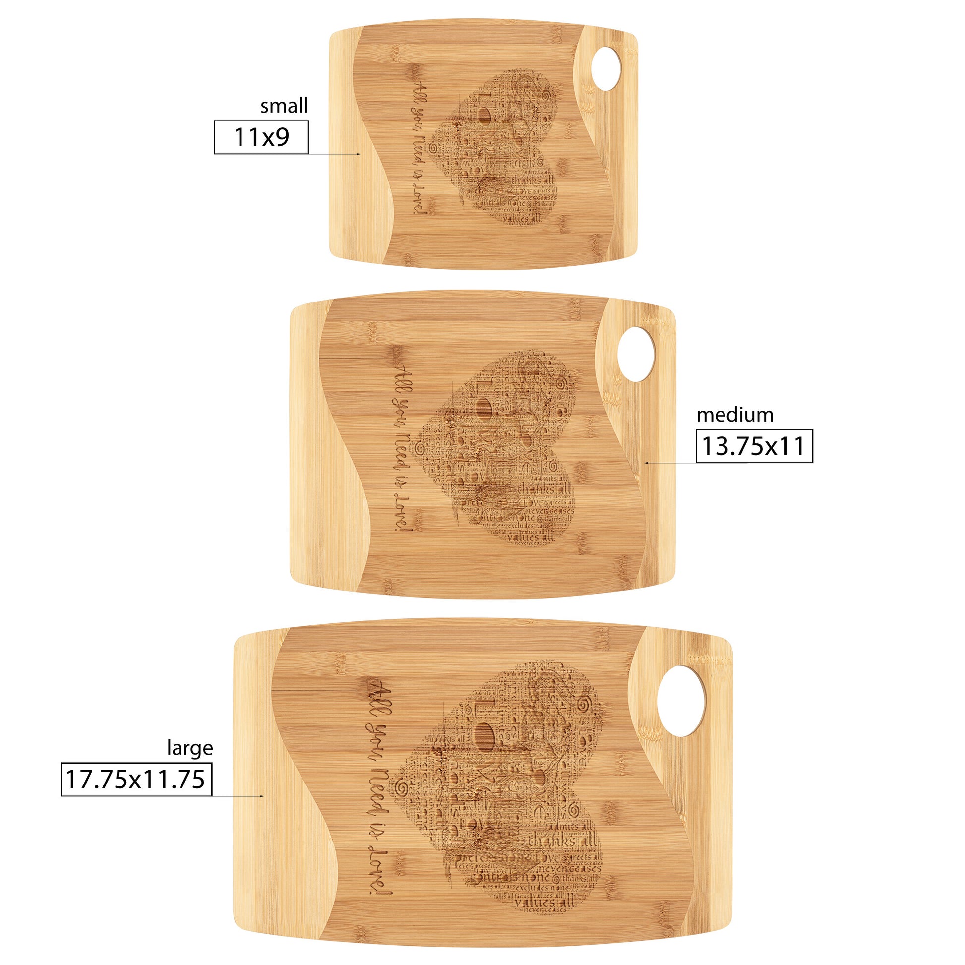 All You Need is Love Organic Bamboo Elephant Cutting Board, US-FDA