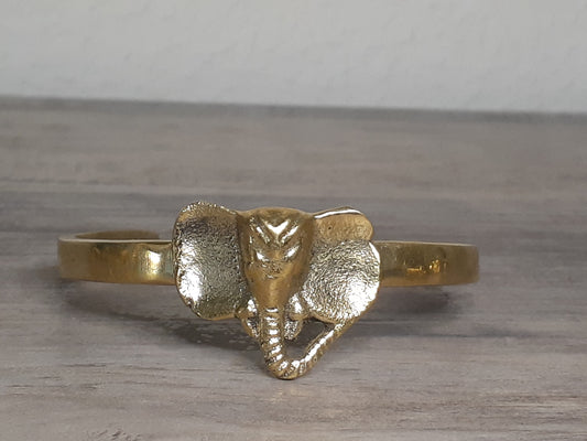 Handmade African Elephant Brass Bracelet - Elephant Head