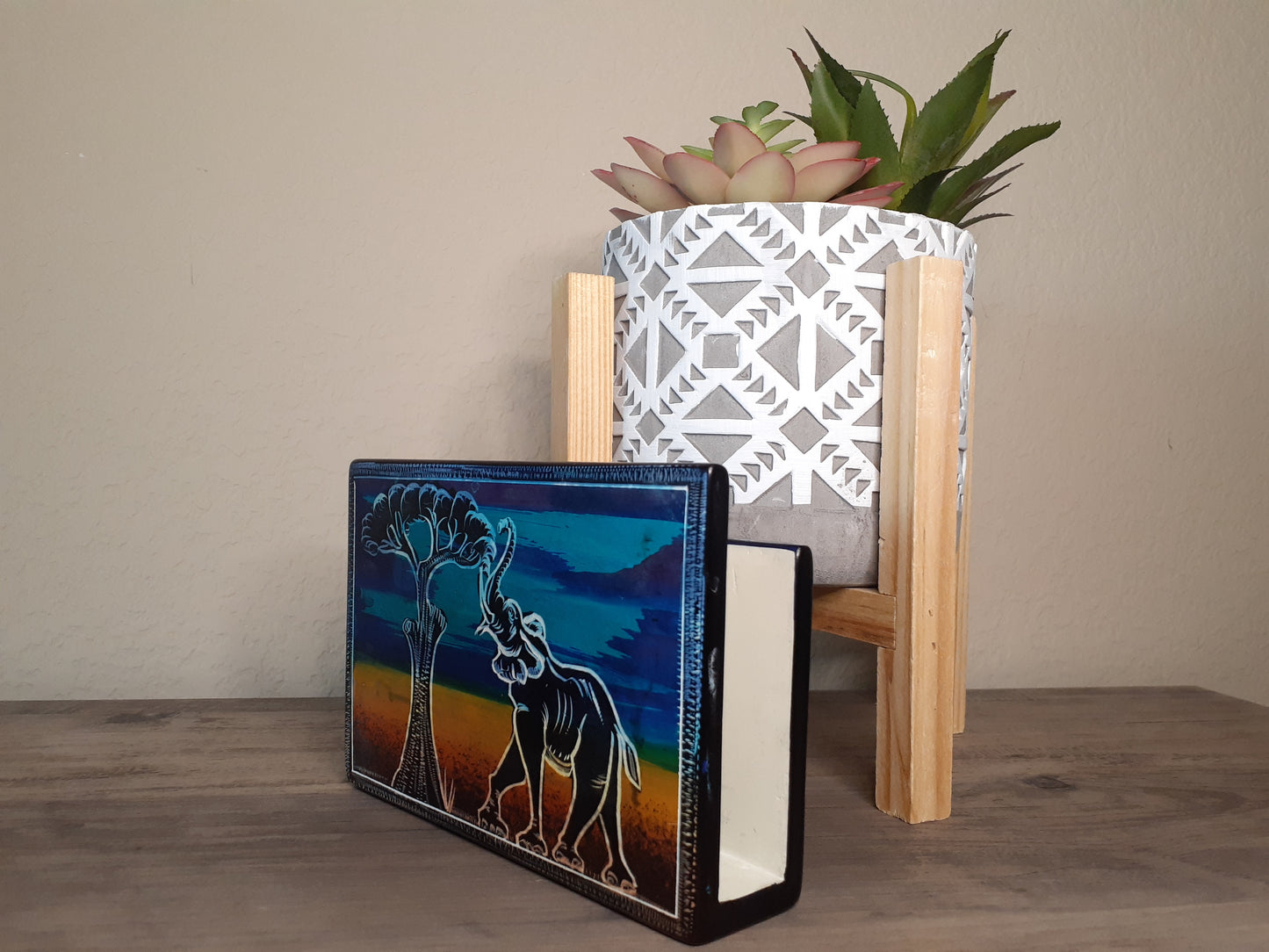 Colorful Elephant Soapstone Napkin Holder