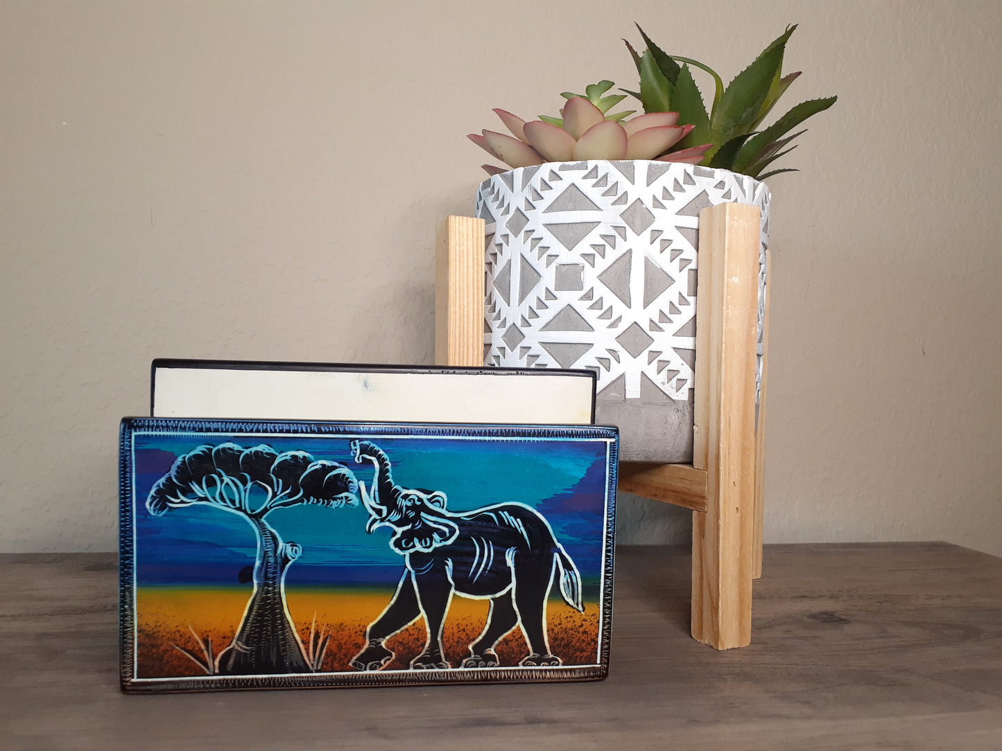 Colorful Elephant Soapstone Napkin Holder