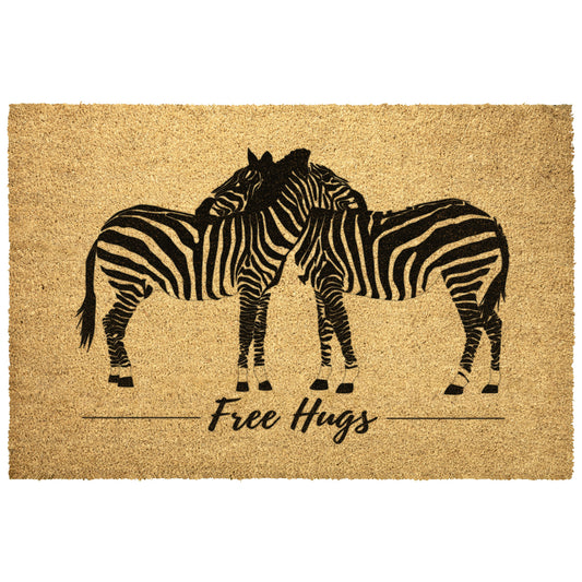 Free Hugs Doormat | Black Stripes Welcome Doormat | Zebra Doormat | Animal Doormat | Cutest Front Door Mat | Front Door Mat