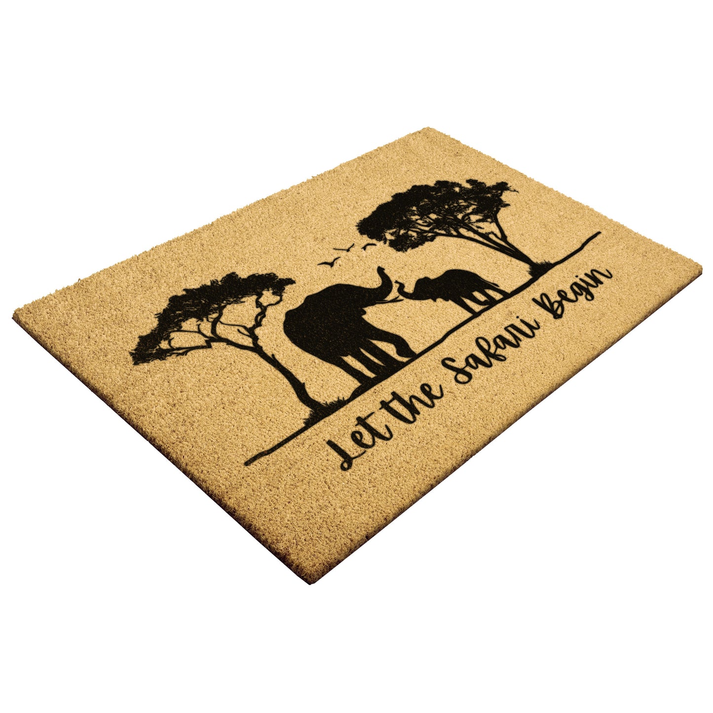 Safari Elephants Welcome Mat | Nature Welcome Doormat | African Elephant Mat | Animal Front Door Mat | Mama and Baby Elephant Front Door Mat | Housewarming Doormat | Africa Front Door Mat
