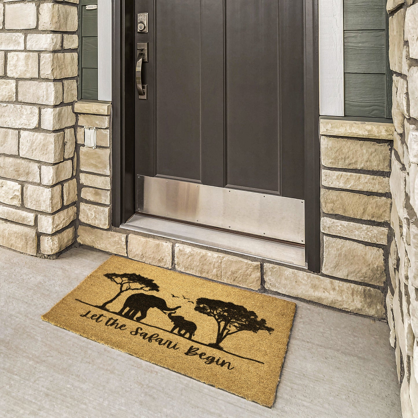 Safari Elephants Welcome Mat | Nature Welcome Doormat | African Elephant Mat | Animal Front Door Mat | Mama and Baby Elephant Front Door Mat | Housewarming Doormat | Africa Front Door Mat