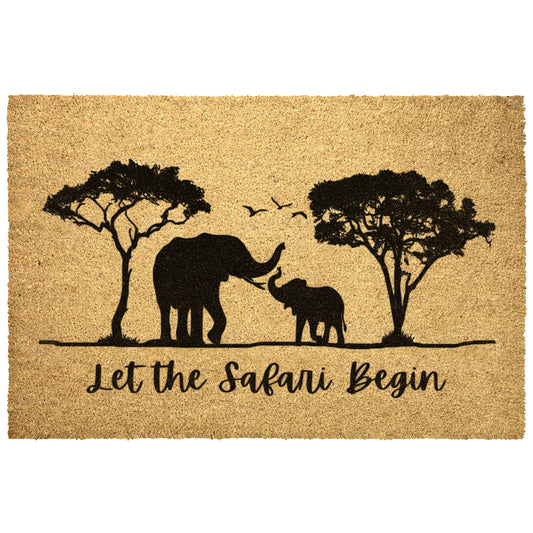 Safari Elephants Welcome Mat | Nature Welcome Doormat | African Elephant Mat | Animal Front Door Mat | Mama and Baby Elephant Front Door Mat | Housewarming Doormat | Africa Front Door Mat