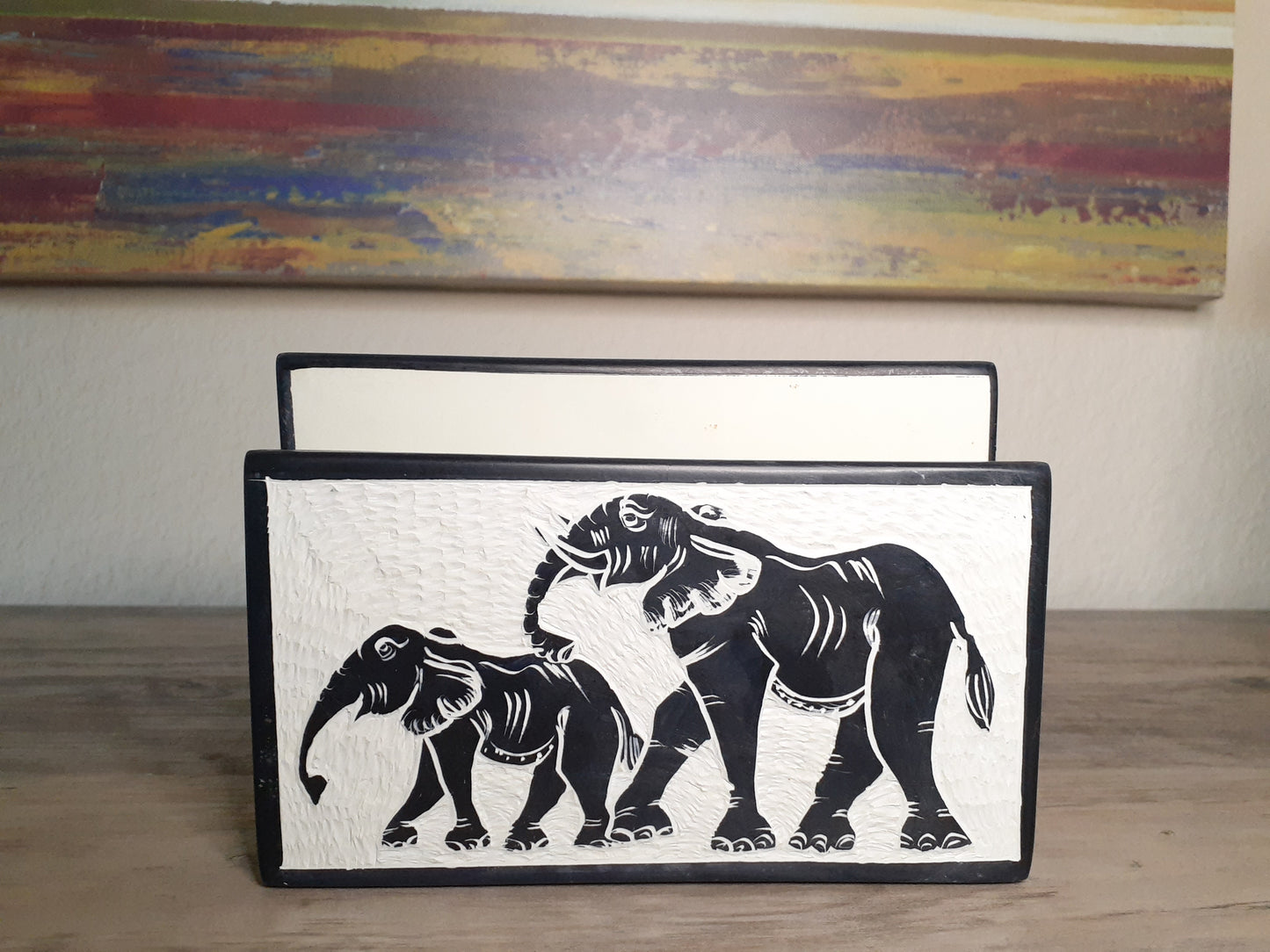 Decorative Elephant Soapstone Napkin Holder