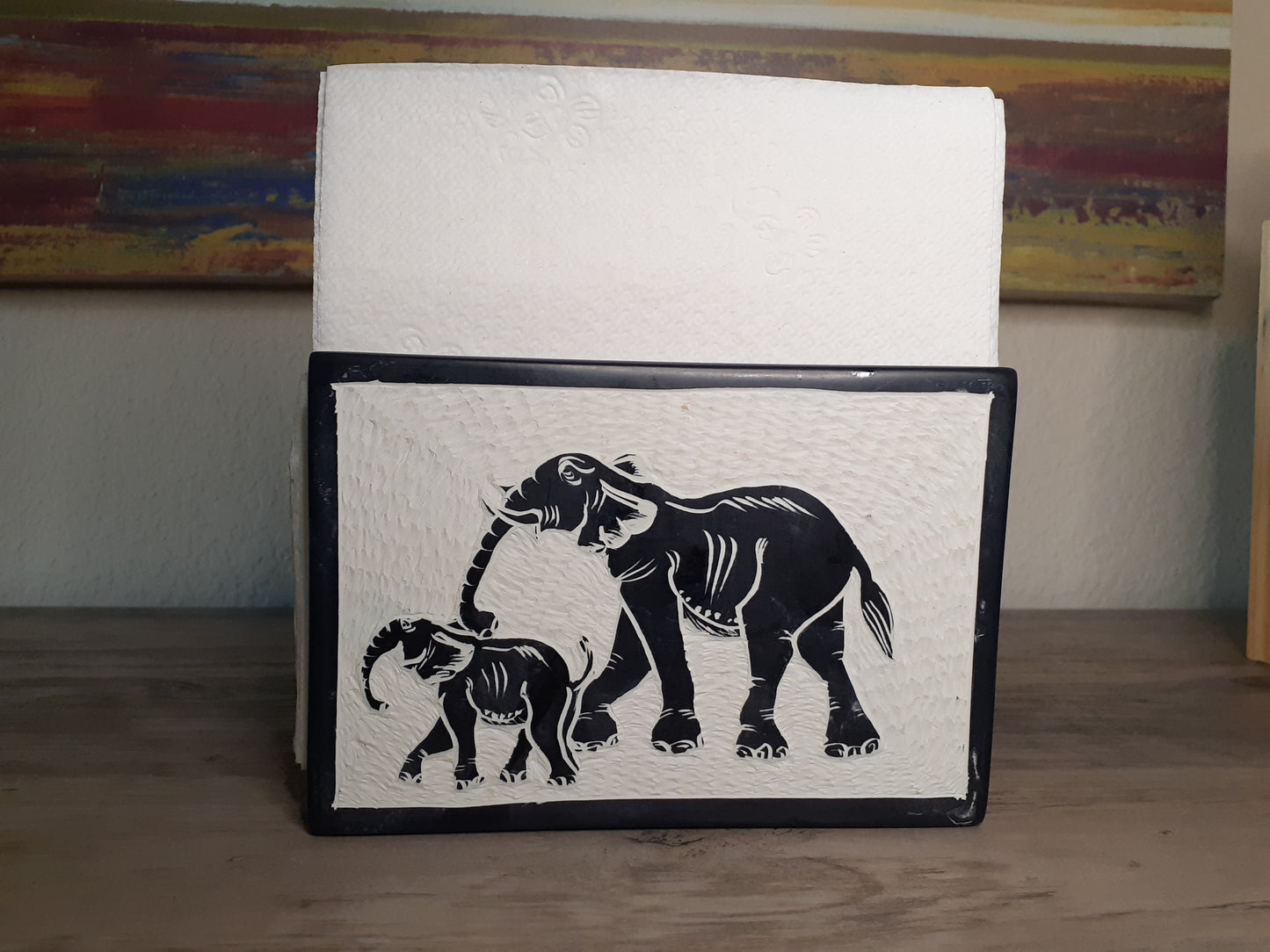 Decorative Elephant Soapstone Napkin Holder