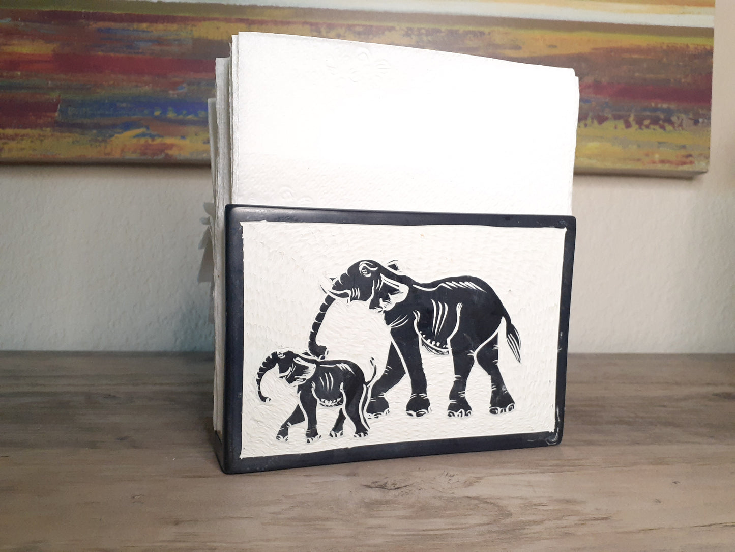 Decorative Elephant Soapstone Napkin Holder