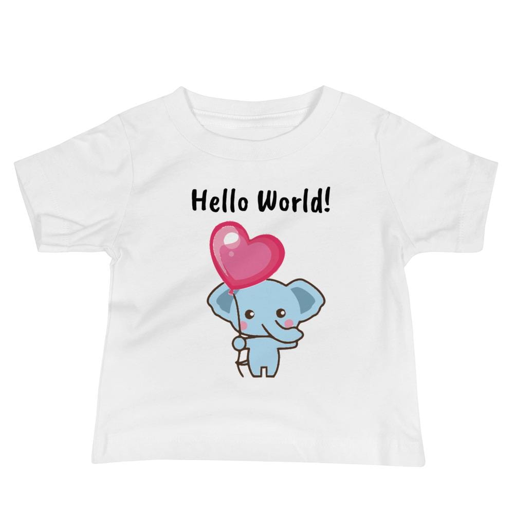 Adorable Elephant Baby Jersey Short Sleeve Tee - Heart Shaped Balloon