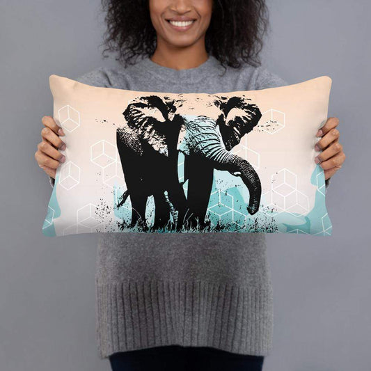 African Elephant Pillow - the Elephant and the Cubes