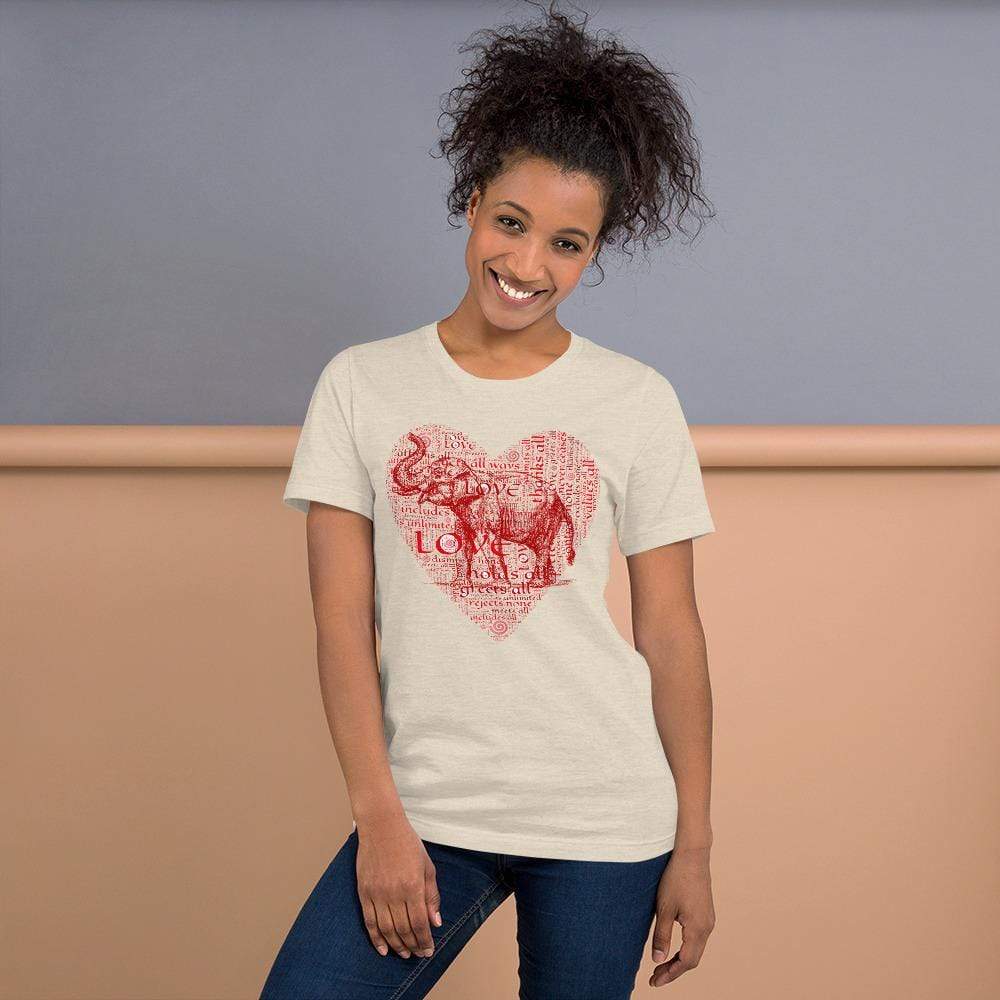 Asian Elephant with Typography Short-Sleeve Unisex T-Shirt Heather Dust / S