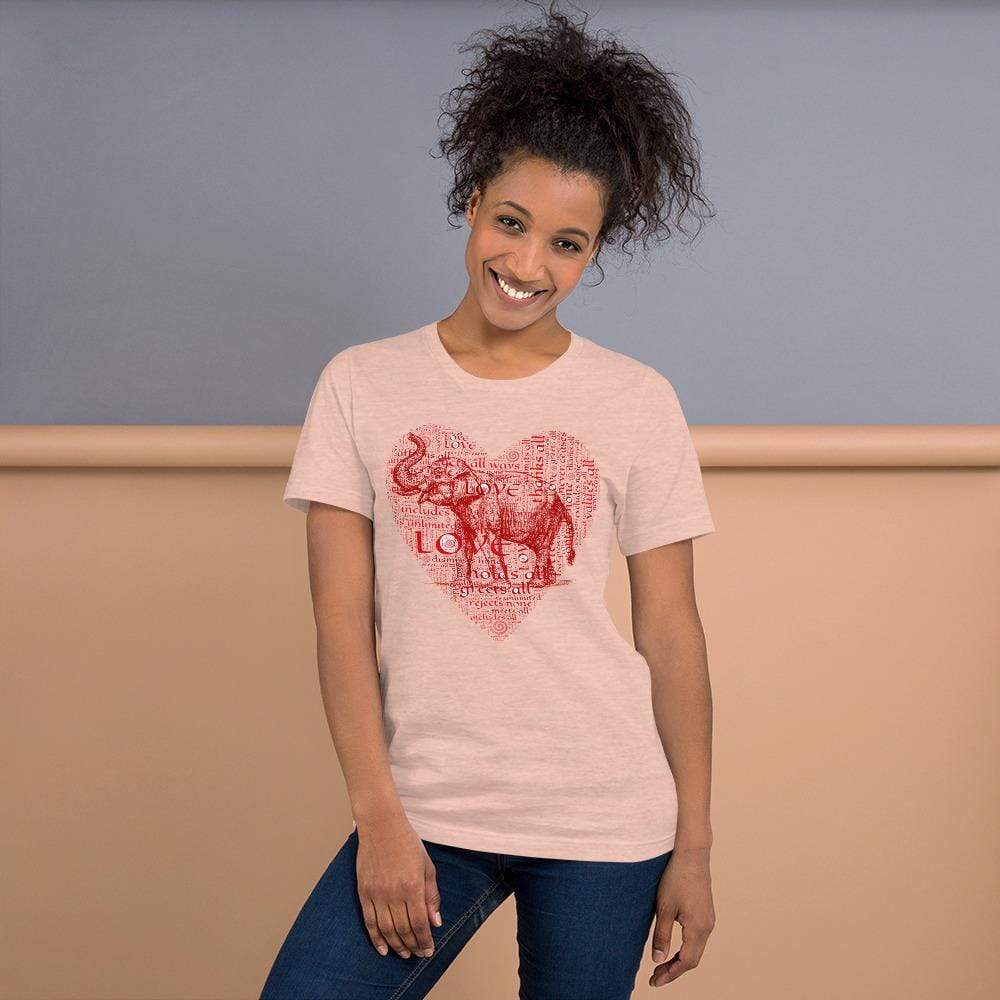 Asian Elephant with Typography Short-Sleeve Unisex T-Shirt Heather Prism Peach / XS