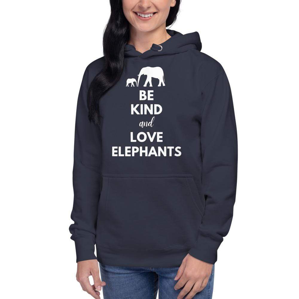 Be Kind and Love Elephants Unisex Hoodie Navy Blazer / S