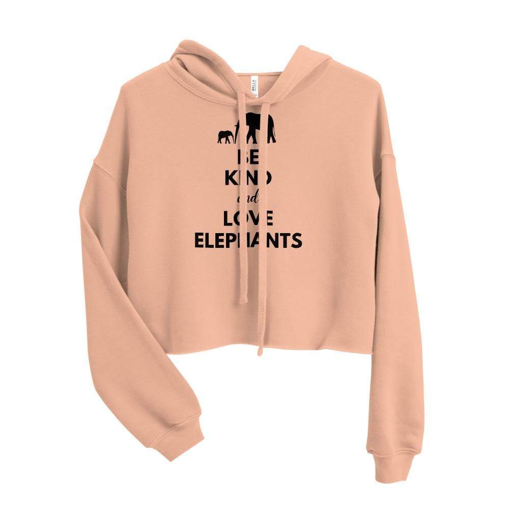 Be Kind and Love Elephants Women’s Crop Hoodie Peach / S