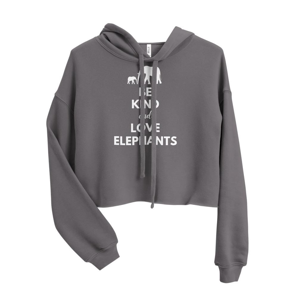 Be Kind and Love Elephants Women’s Crop Hoodie Storm / S