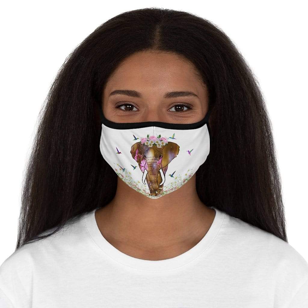 Beautiful Elephant Fitted Polyester Face Mask - White Elephant Face Covering (Jumbo Elephant Face Mask) Accessories One size