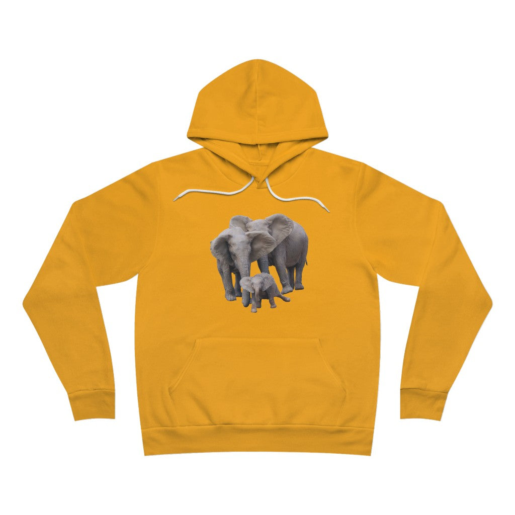 Comfortable Women's Elephant Fleece Hoodie, Men's Fleece Elephant Pullover Hoodie - Unisex Sponge Fleece Pullover Hoodie with Elephants