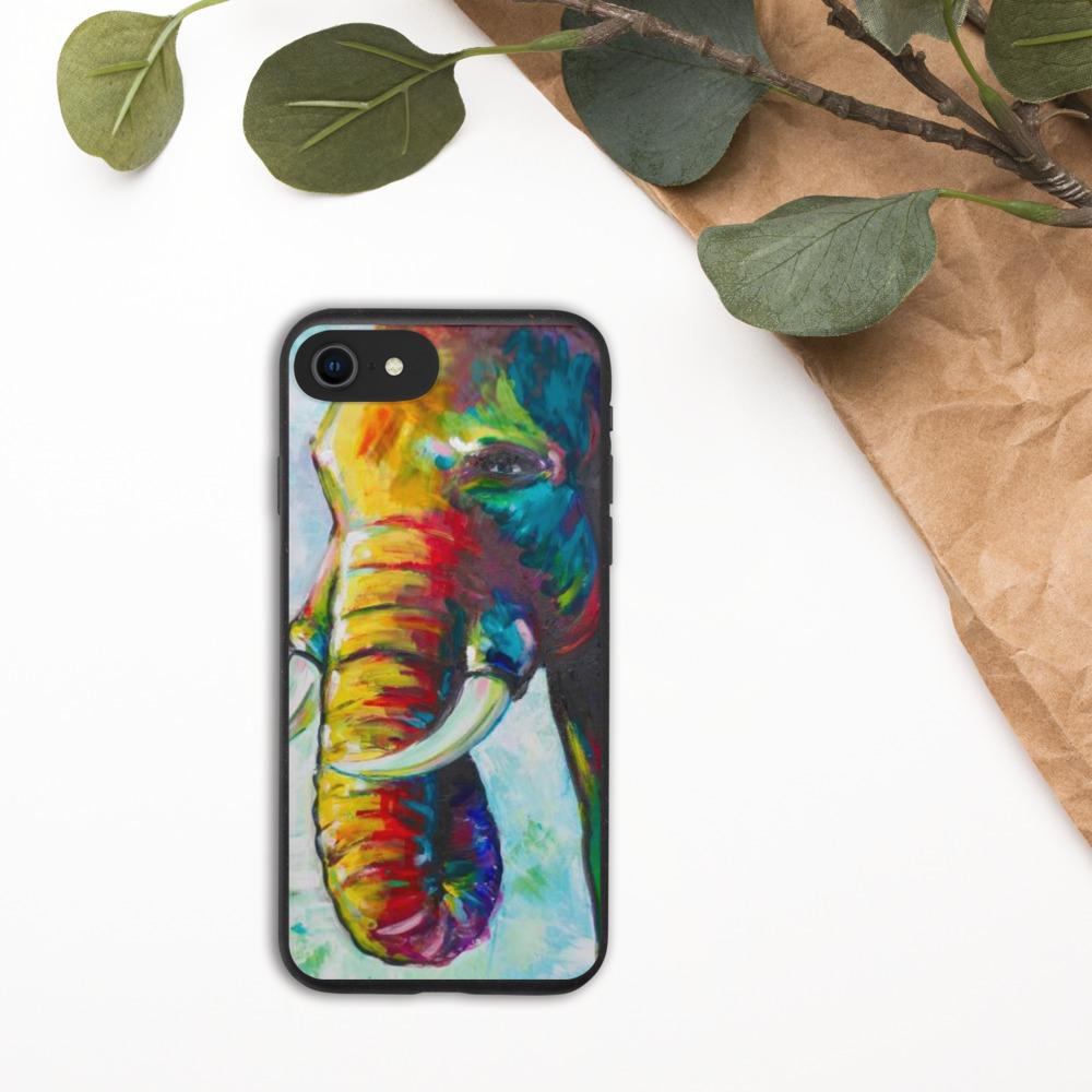 Biodegradable Elephant iPhone Case - Impressionist Elephant Painting