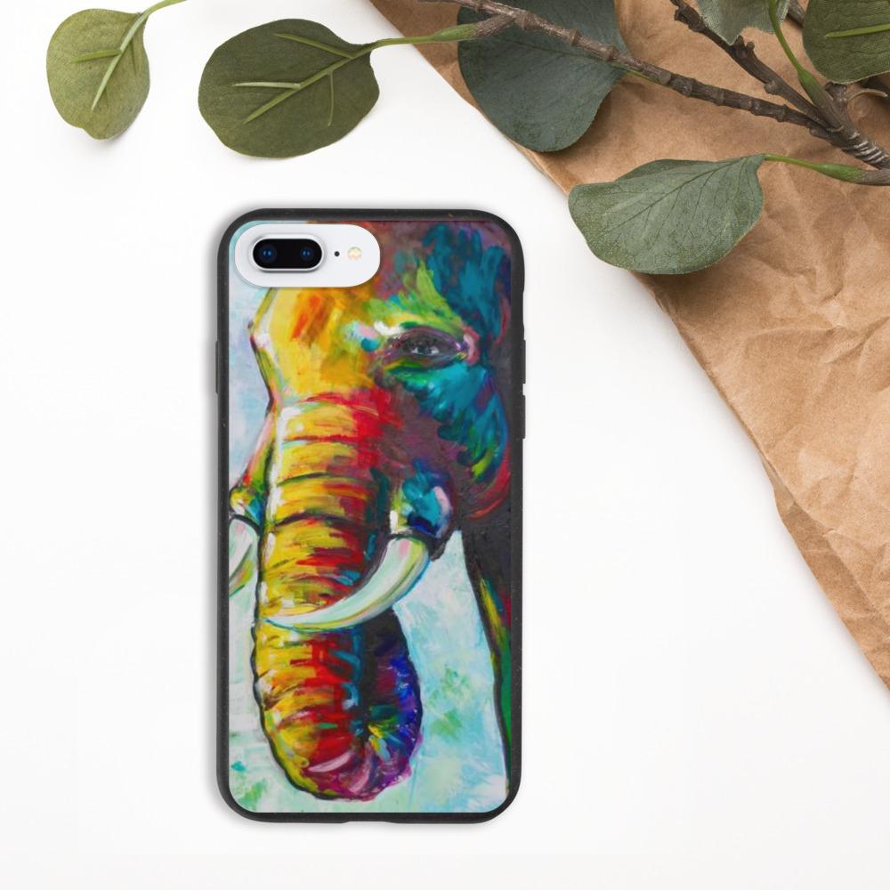 Biodegradable Elephant iPhone Case - Impressionist Elephant Painting