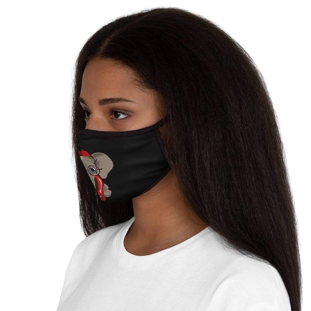 Black Cozy Vibes Christmas Elephant Face Mask - Fitted Polyester Face Covering Face Mask One size