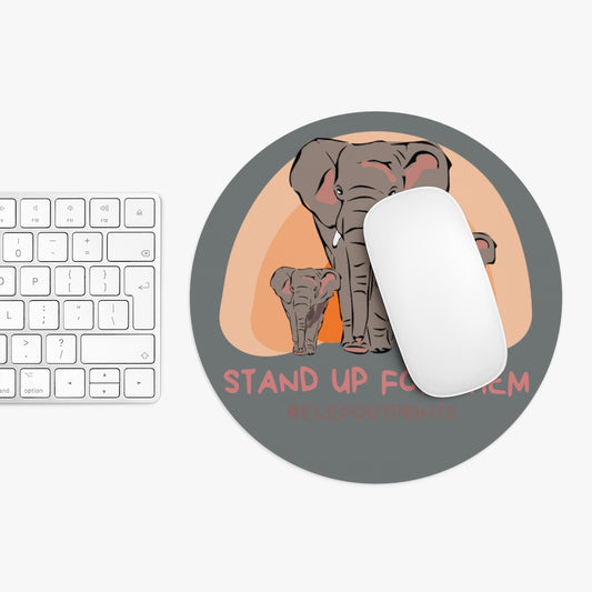 Stand Up for Elephants Round Mouse Pad