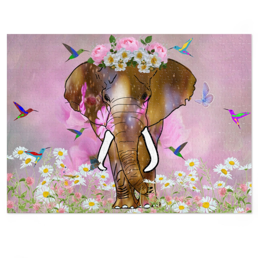 Beautiful Elephant Puzzle | Jumbo Elephant Jigsaw Puzzle 252 Pieces or 500 Pieces | Ethereal Elephant Puzzle | Chipboard Puzzle