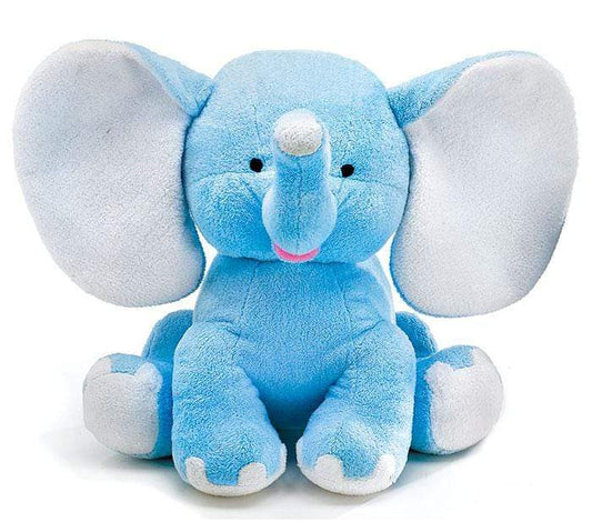 Blue Buddy Elephant - 13 Inch Tall Plush Blue Elephant with White Ears, Stuffed Elephant Animal Great for Monogramming