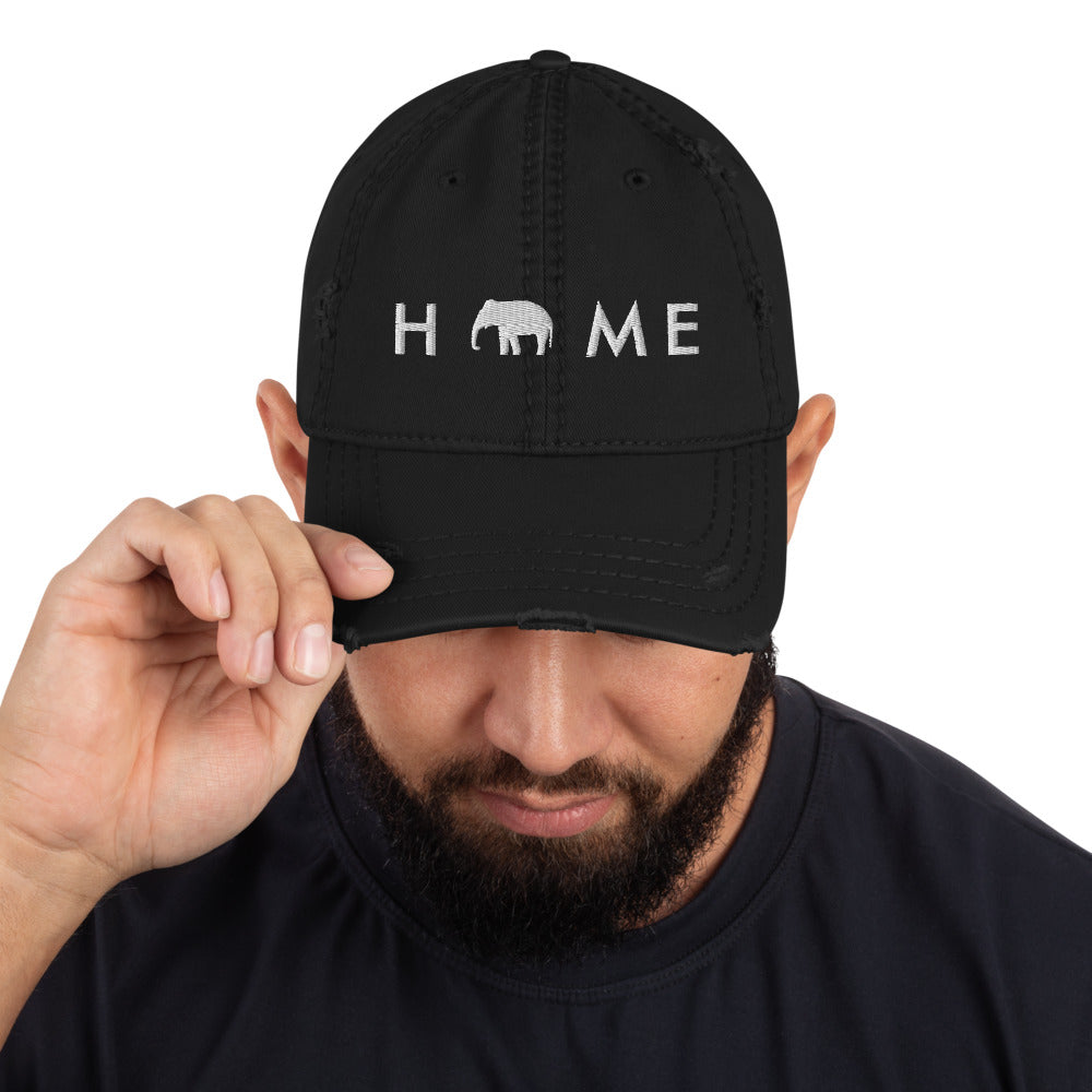 Distressed Dad Hat with Asian Elephant | HOME Hat with Elephant