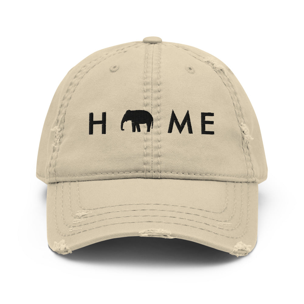 Distressed Dad Hat with Asian Elephant | HOME Hat with Elephant