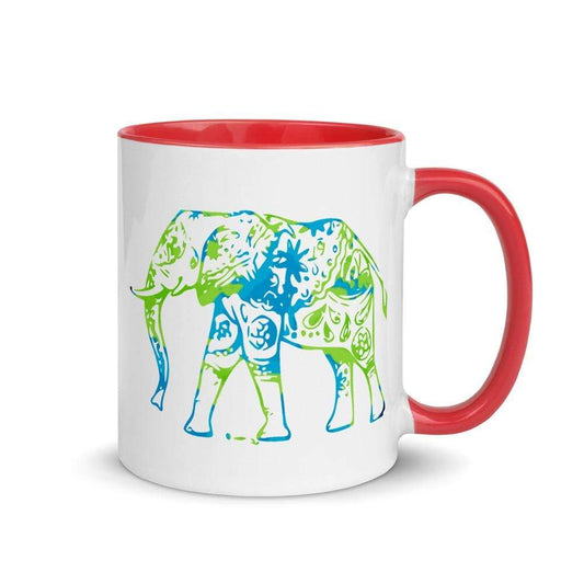 Earth Elephant White Ceramic Accent Mug 11 oz.