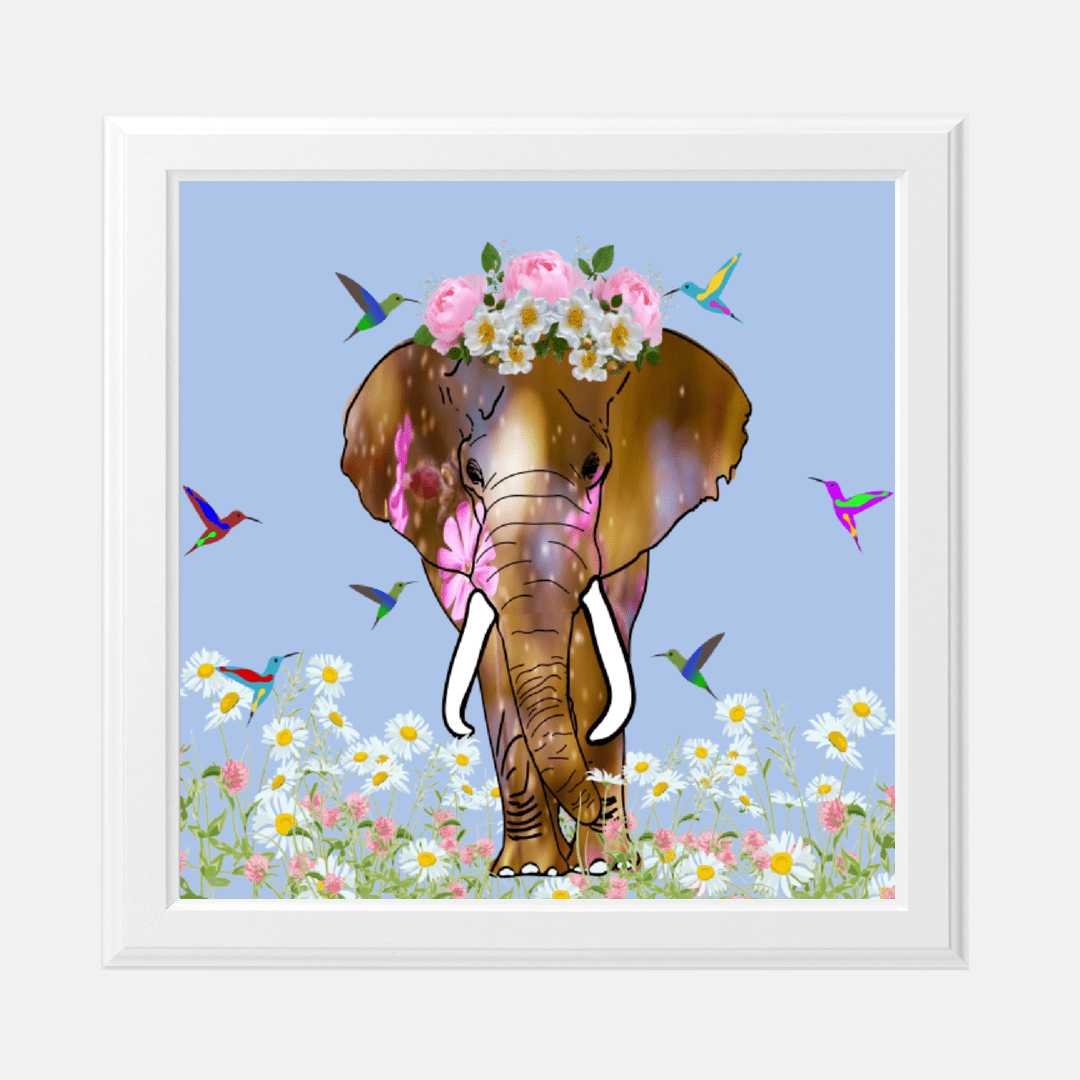 Elephant Prints 8 x 8 - Field of Dreams Elephant Print without Frame