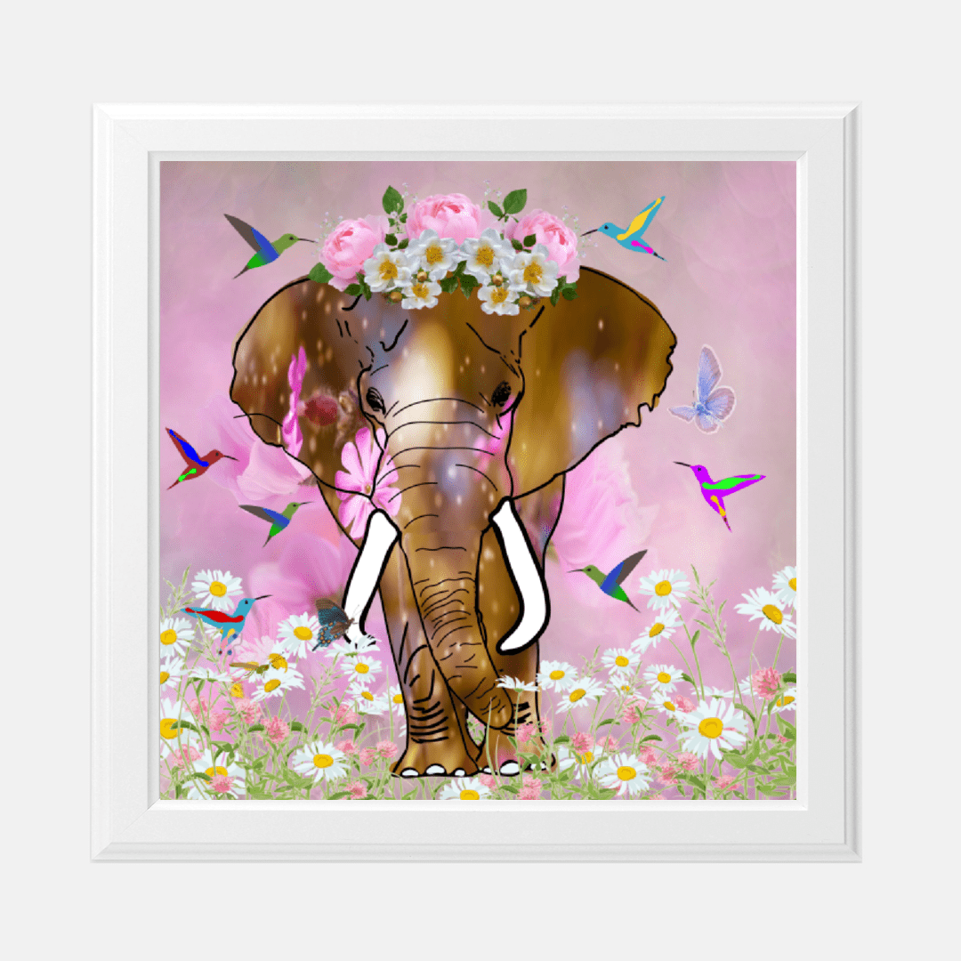 Elephant Prints 8 x 8 - Field of Dreams Elephant Print without Frame