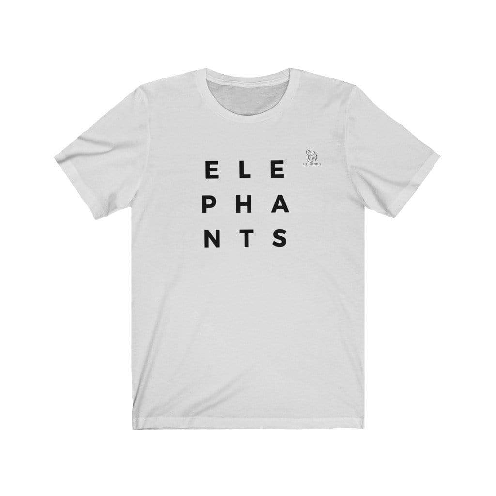 Elephant Shirt - Unisex Jersey Short Sleeve Tee with ELEPHANT print on Light Fabric