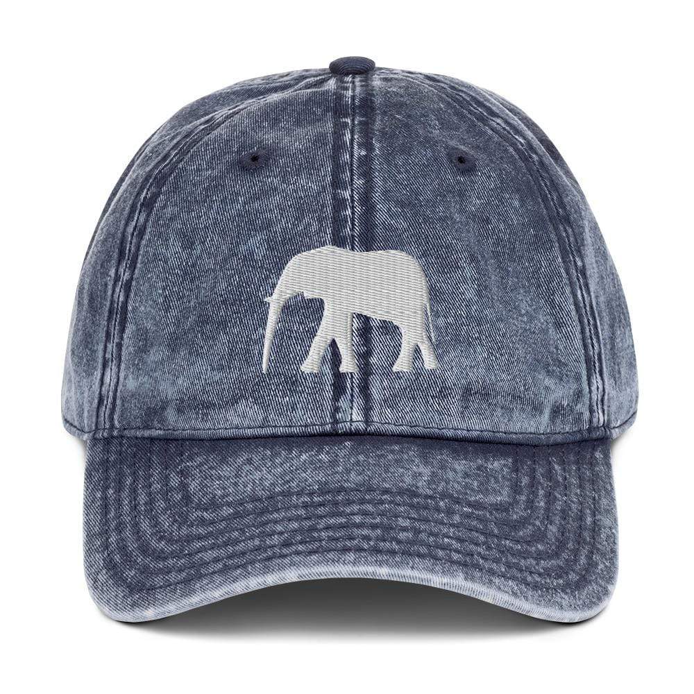 Elephant Vintage Cotton Twill Cap - Embroidered Cap | Elephant on Hat