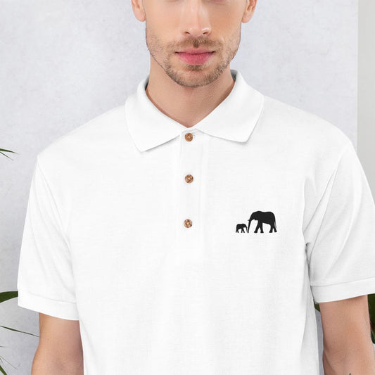 Embroidered Elephant Polo Shirt Polo Shirt White / S