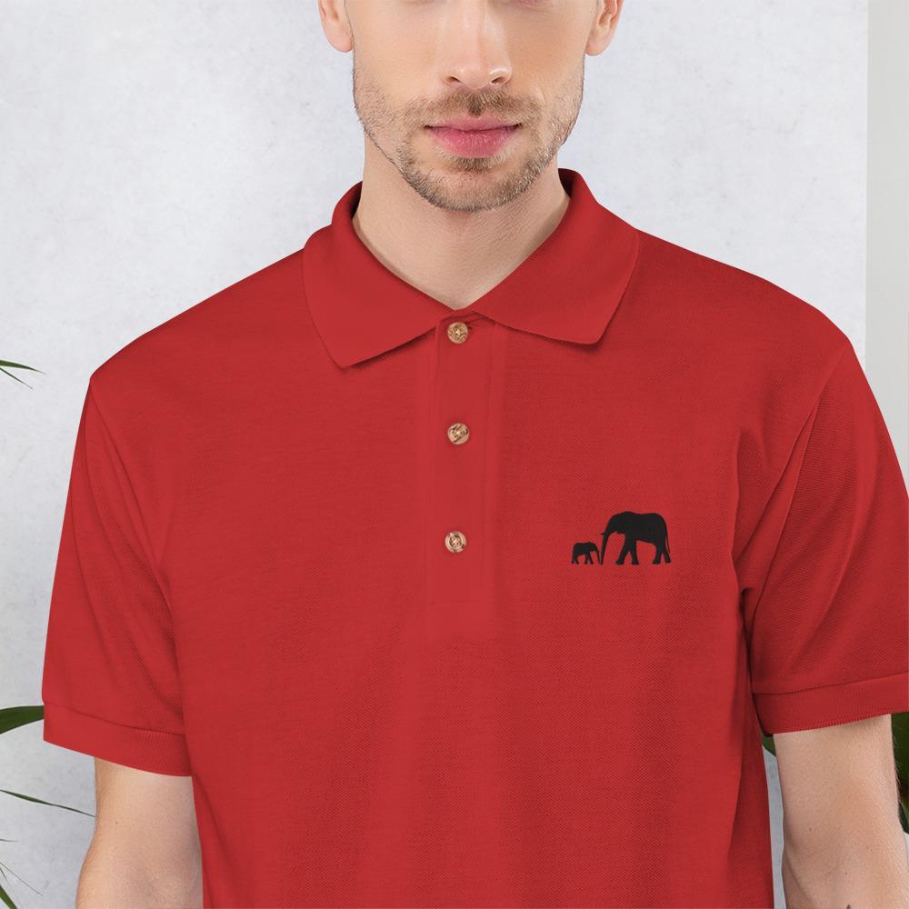 Embroidered Elephant Polo Shirt Red / S