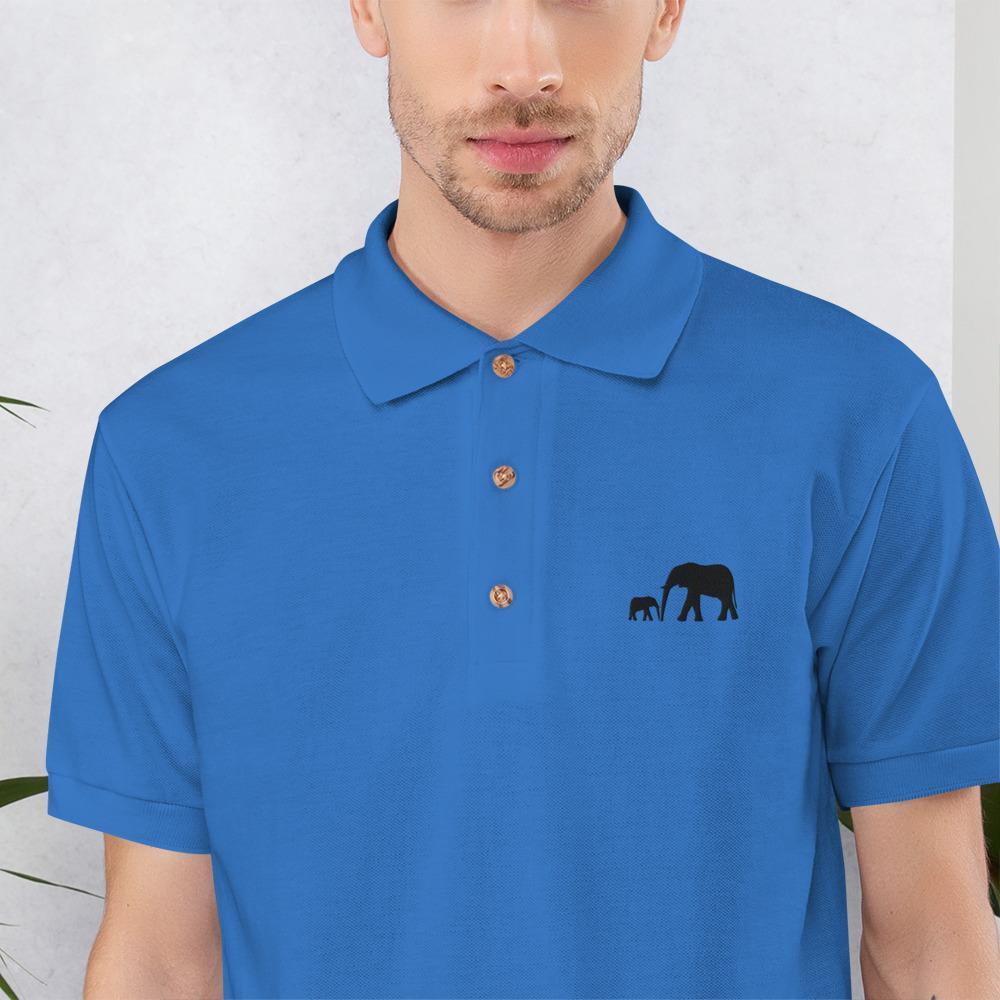 Embroidered Elephant Polo Shirt Royal / S