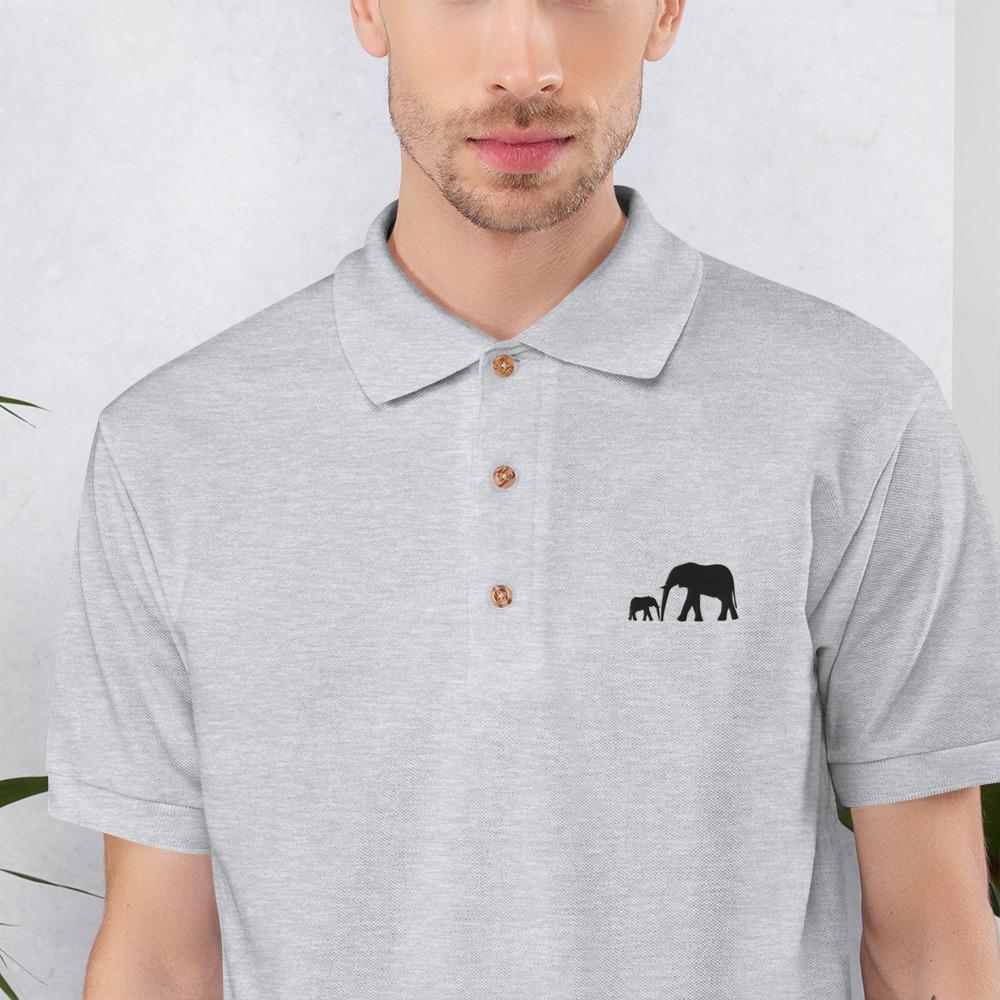 Embroidered Elephant Polo Shirt Sport Grey / S