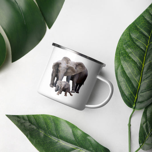 12 Ounce Enamel Elephant Coffee Mug - Elephant Coffee Cup