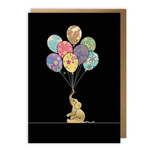 Festive Baby Elephant with Balloons Blank Greeting Card Cute Greeting Card