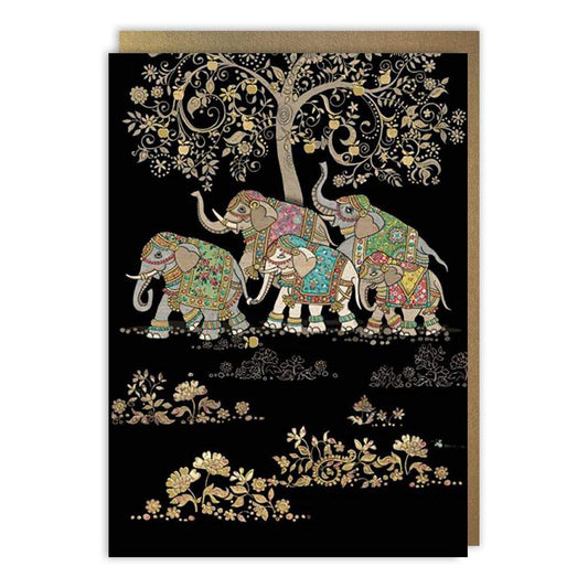 Five Elephants Decorative Blank Greeting Card Festive Greeting Card