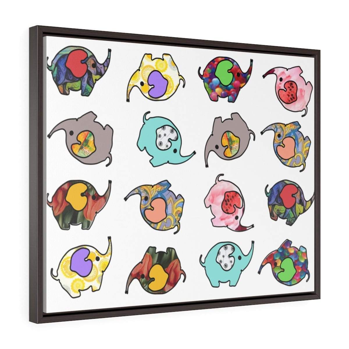 Framed Premium Gallery Wrap Canvas - Elephant Story Canvas 30″ × 24″ / Walnut / Premium Gallery Wraps (1.25″)
