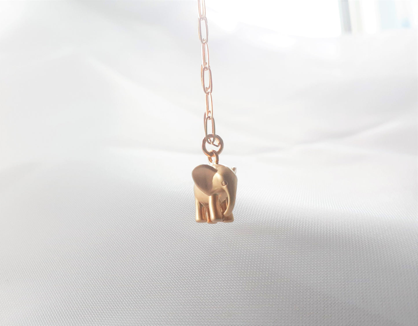 Gold African Elephant Charm Necklace