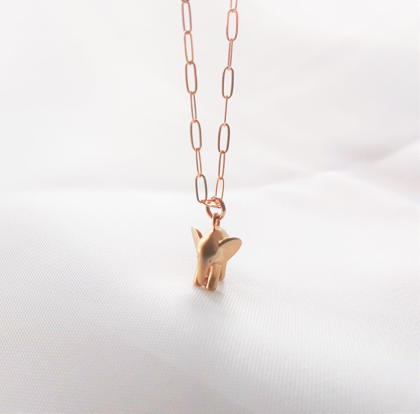 Gold African Elephant Charm Necklace