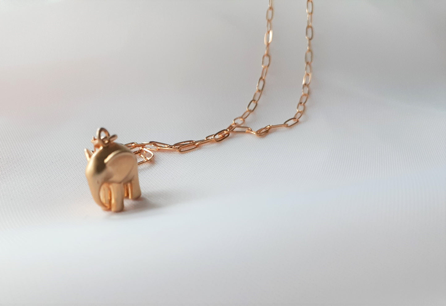 Gold African Elephant Charm Necklace