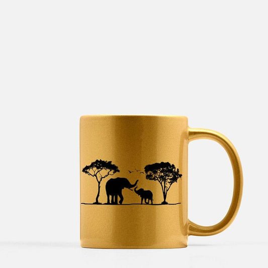Gold Elephant Mug - African Safari Elephants