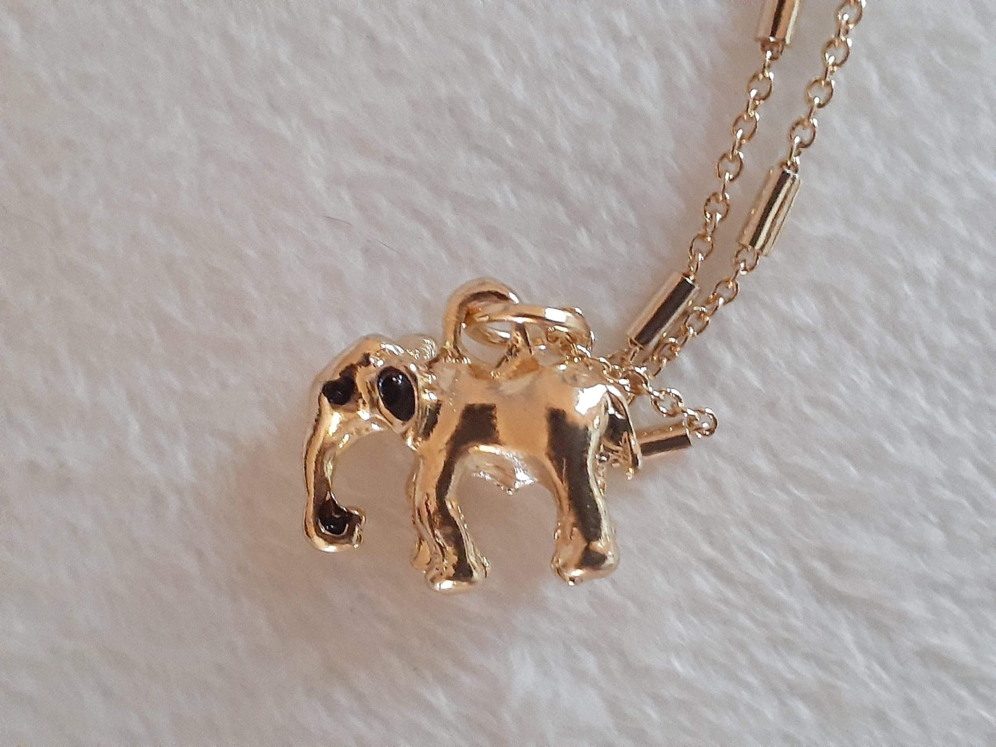 Gold Plated Elephant Necklace - Beautiful Petite Elephant Necklace (14 in)