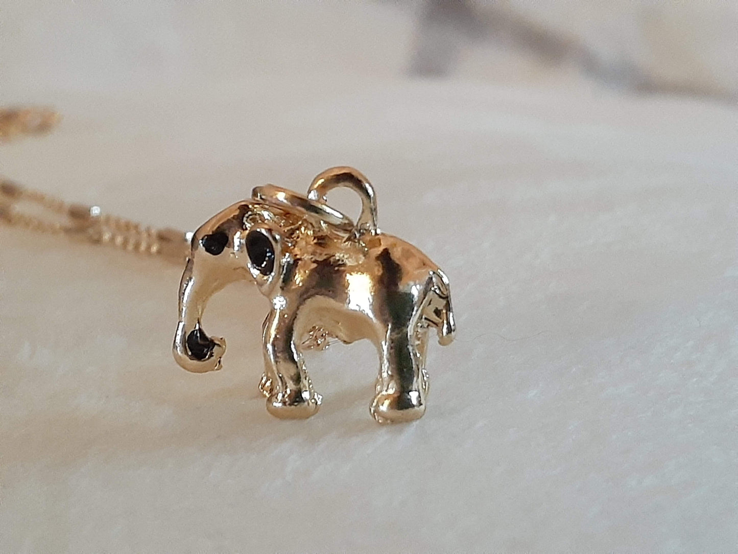 Gold Plated Elephant Necklace - Beautiful Petite Elephant Necklace (14 in)