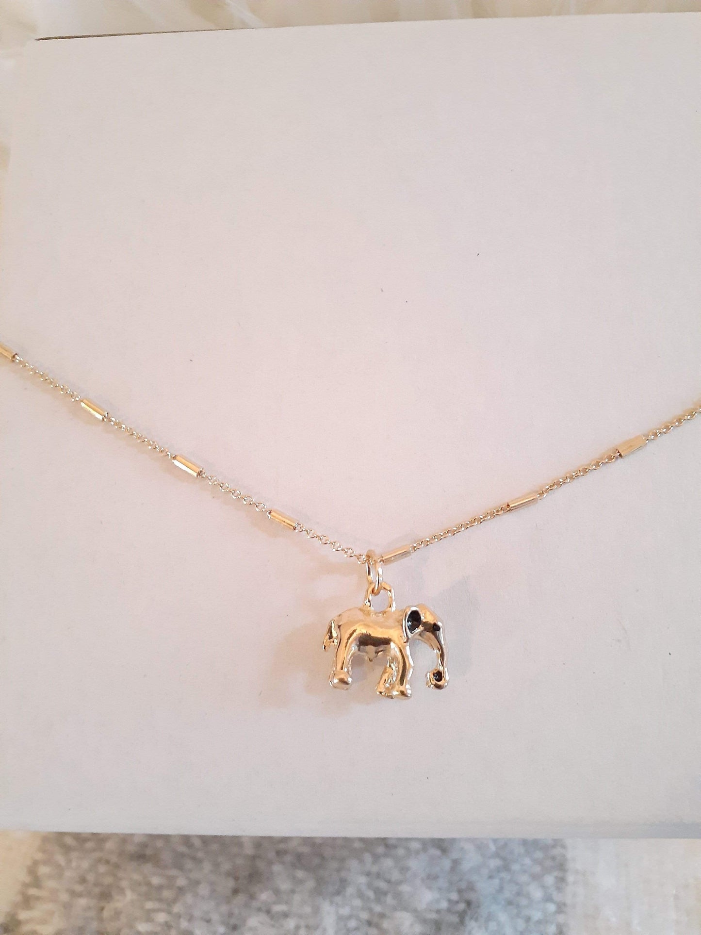 Gold Plated Elephant Necklace - Beautiful Petite Elephant Necklace (14 in)