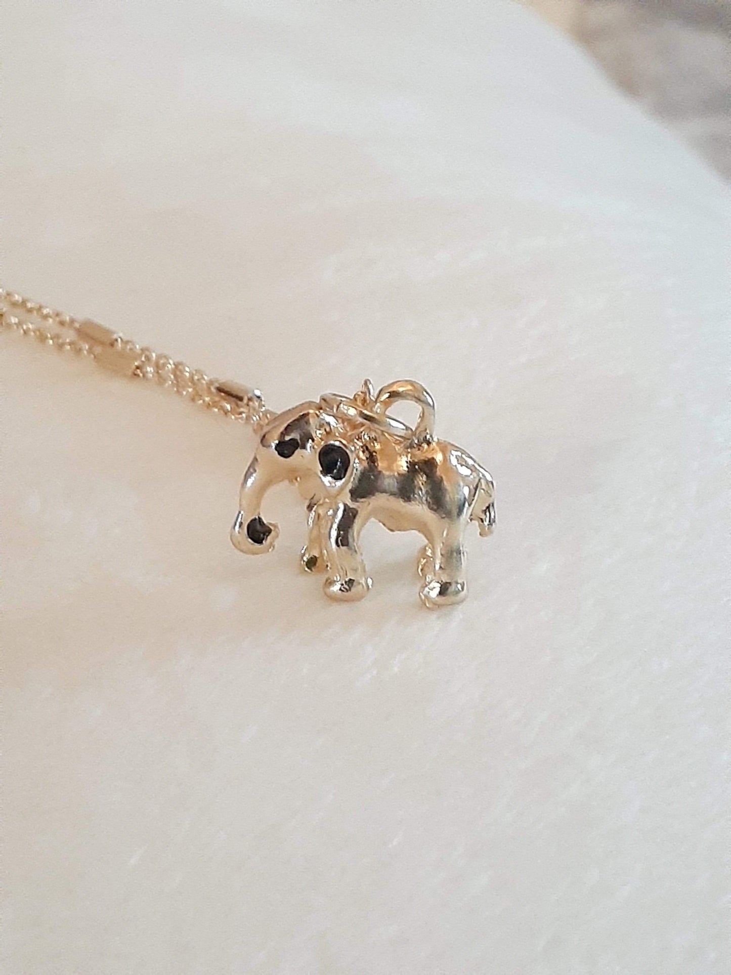 Gold Plated Elephant Necklace - Beautiful Petite Elephant Necklace (14 in)